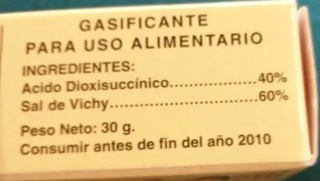 Gaseosa nutrition facts table