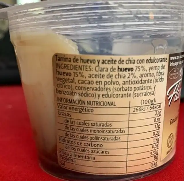 Flan nutrition facts table