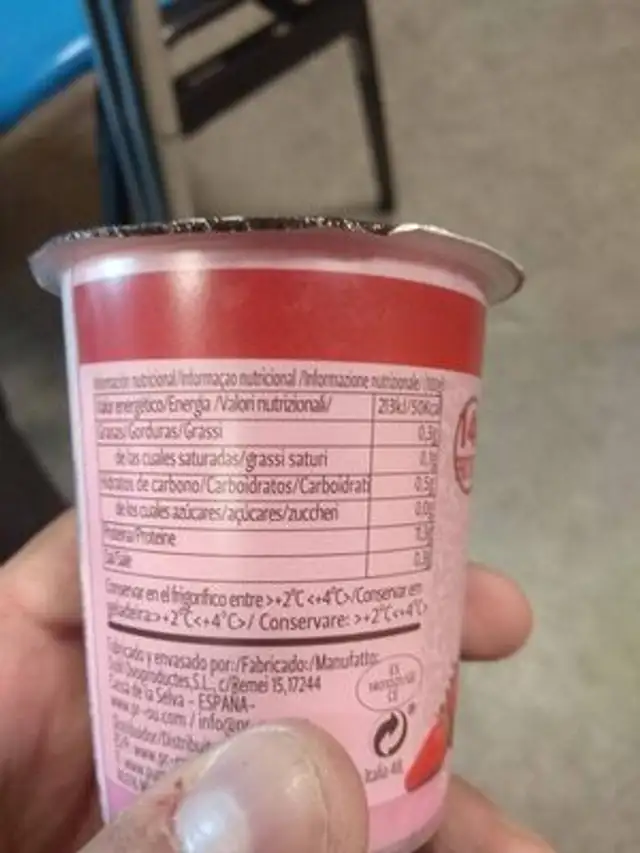 PR-OU yogurt nutrition facts table