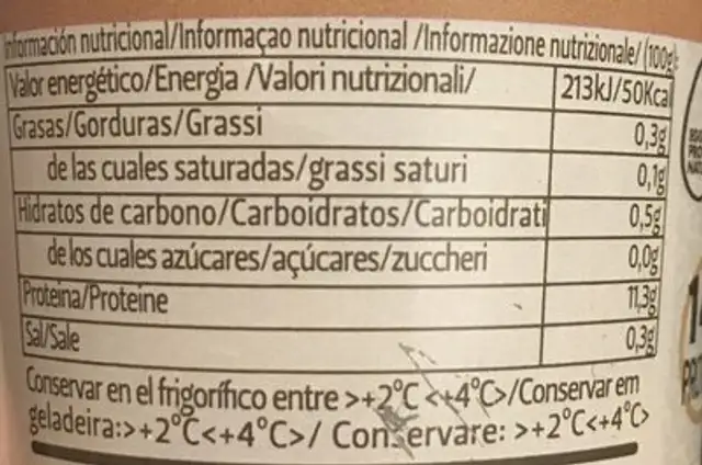 Prou capuchino nutrition facts table