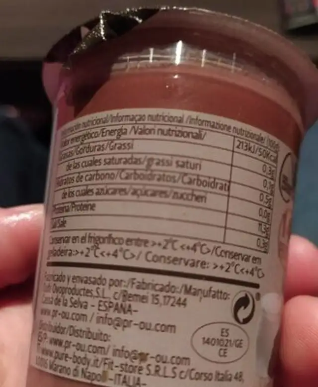 Clarwhey nutrition facts table