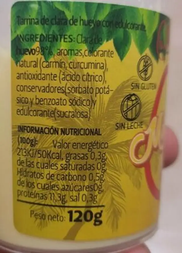 Flan proteico nutrition facts table