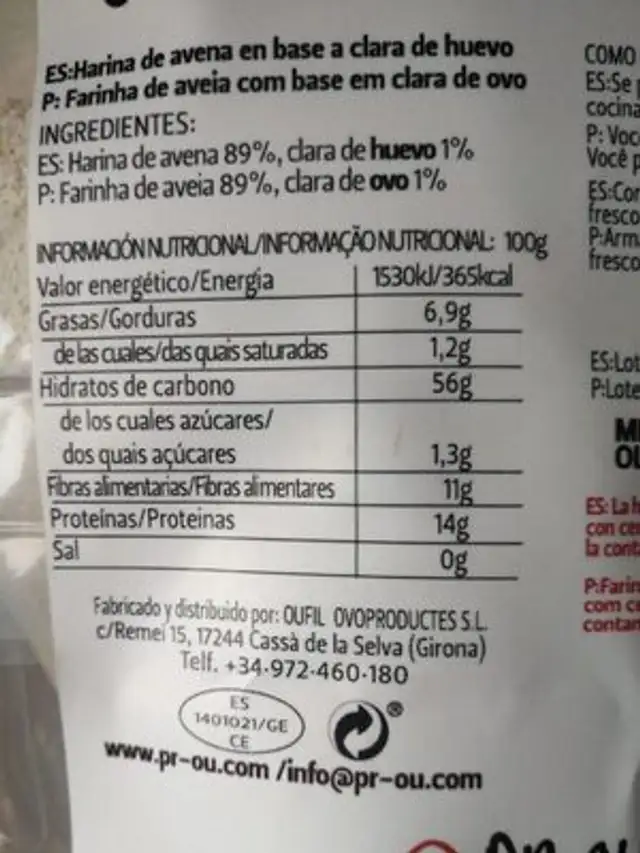 HARINA DE AVENA NEUTRA