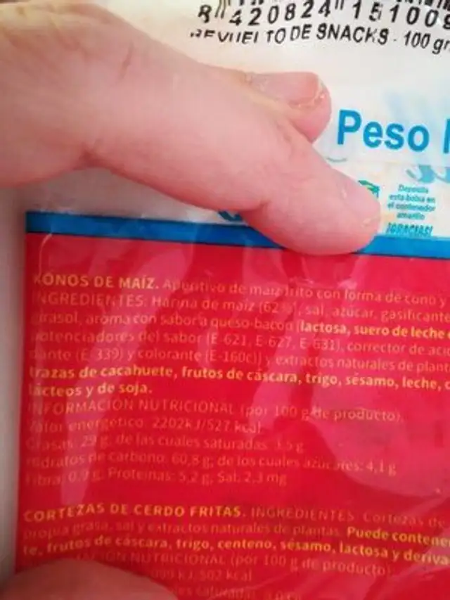 Snack La Montaña nutrition facts table