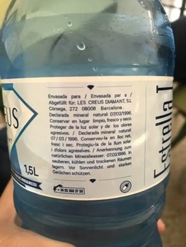 Agua mineral nutrition facts table