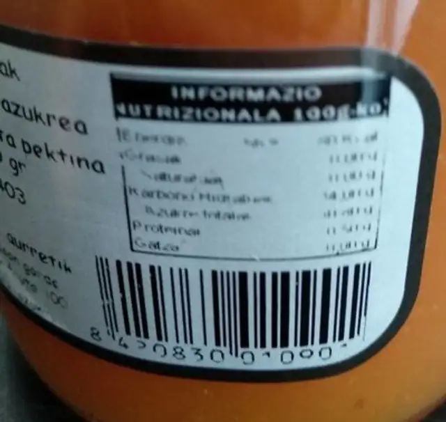 Mermelada Ondare. Kalabaza, laranja eta limoi nutrition facts table