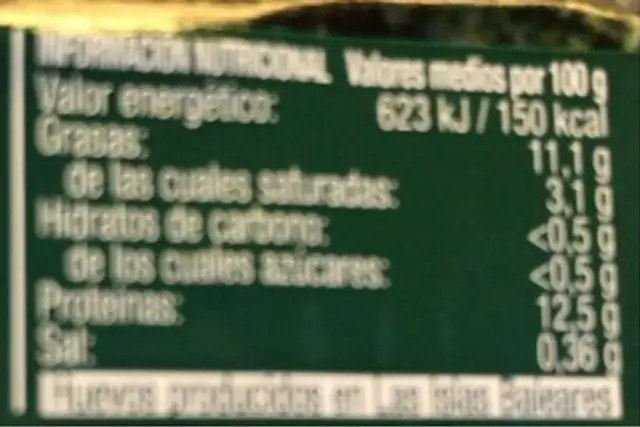 Huevos frescos de gallinas camperas nutrition facts table