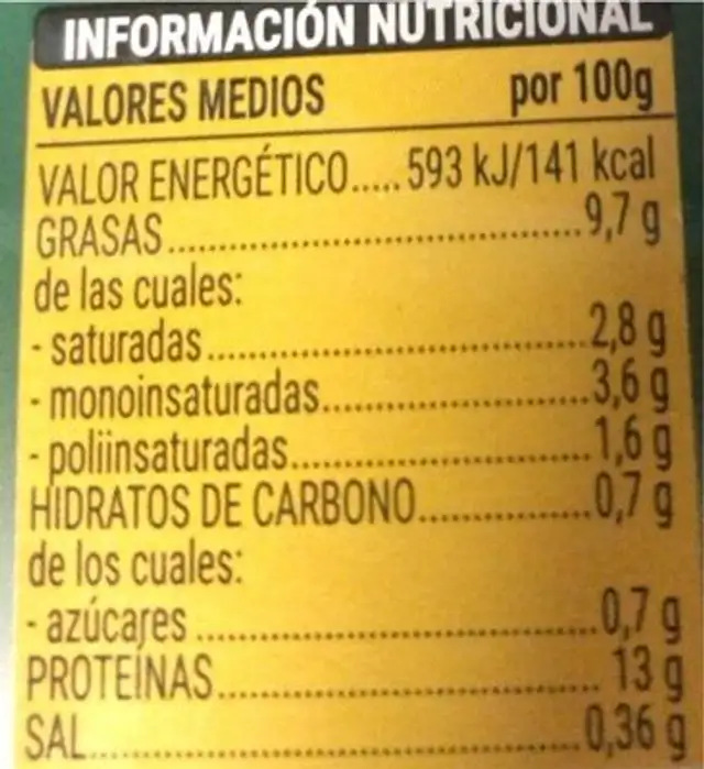 Huevos frescos nutrition facts table