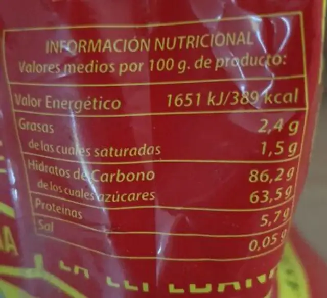 Chocolate a la taza nutrition facts table