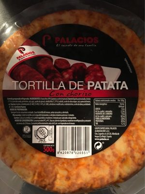 Tortilla de patata con chorizo front packaging