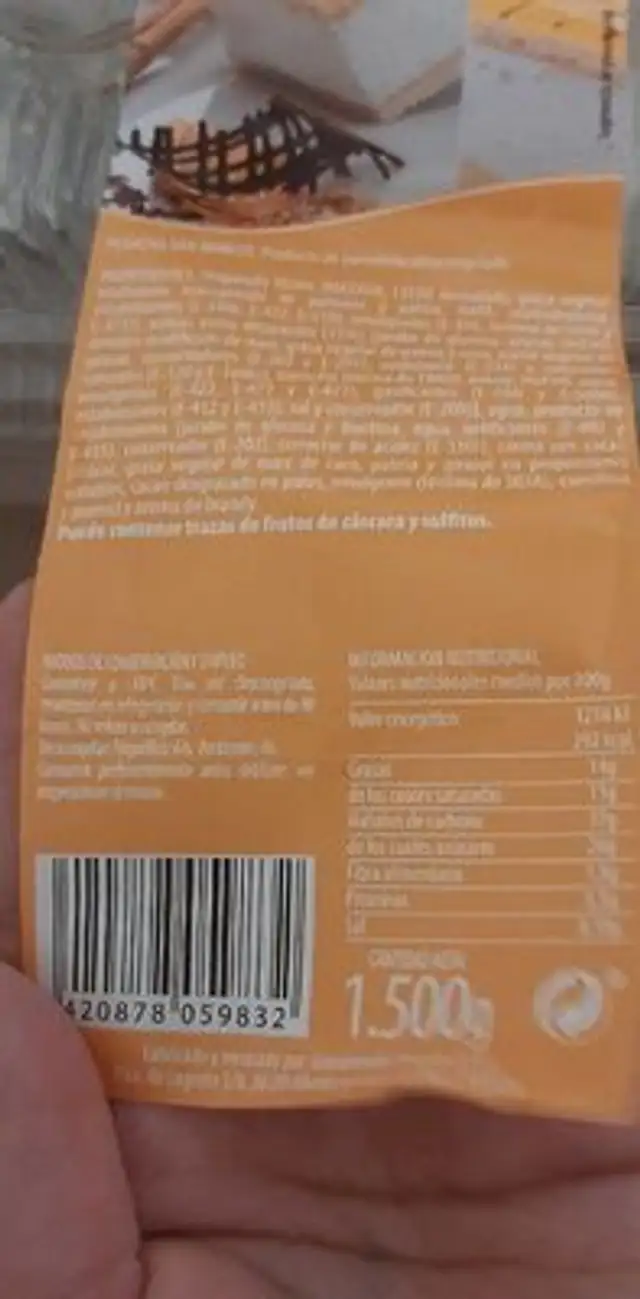 Tarta nutrition facts table