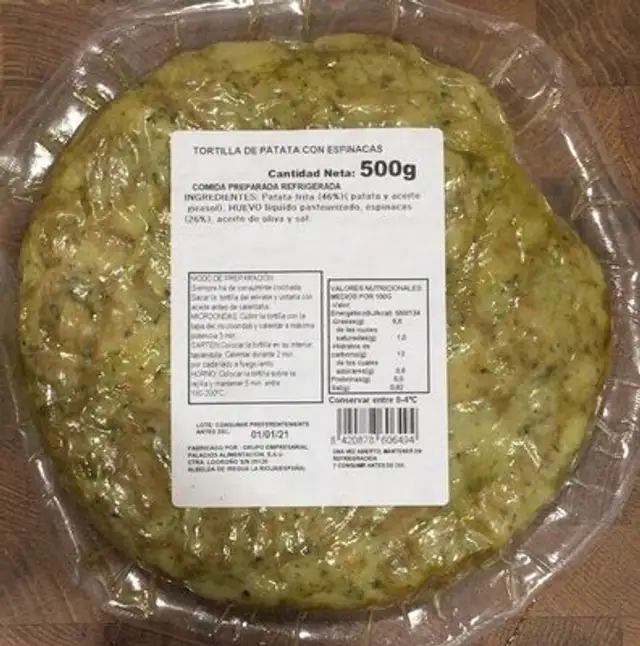 Tortilla de patata con espinacas