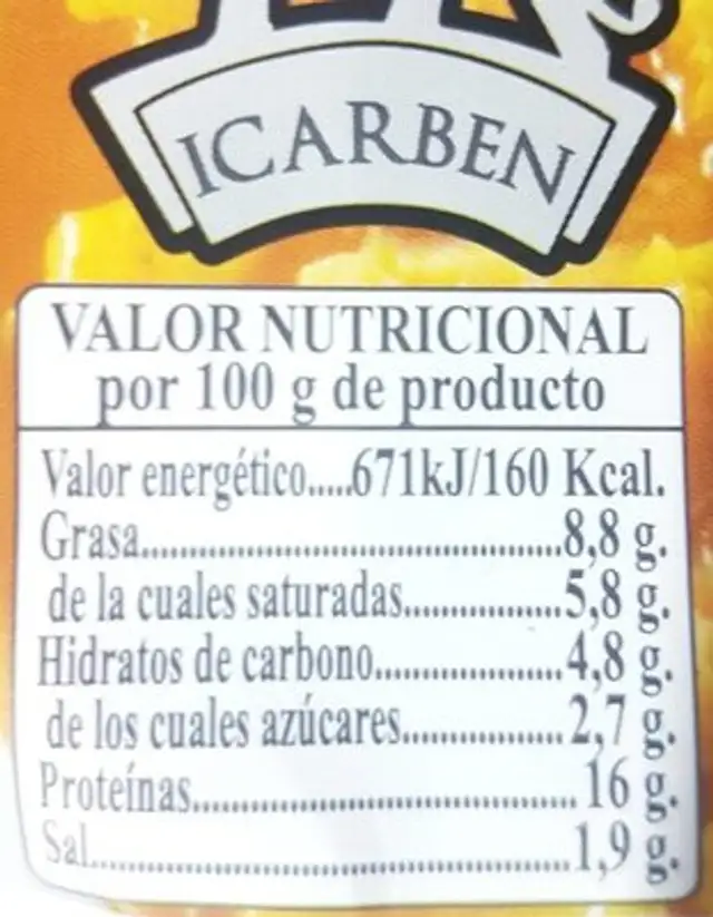 Callos de ternera nutrition facts table