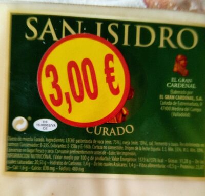 San Isidro, Queso Curado front packaging
