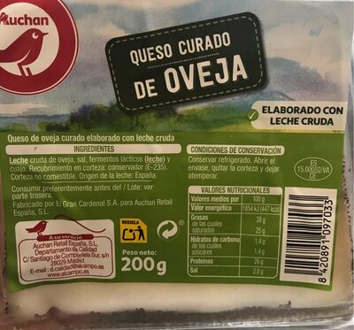 Queso curado oveja front packaging