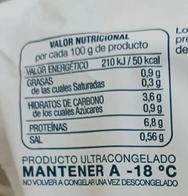 Clavo nutrition facts table