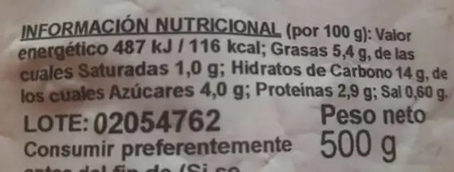 Pimiento de poquillo con bacalao nutrition facts table