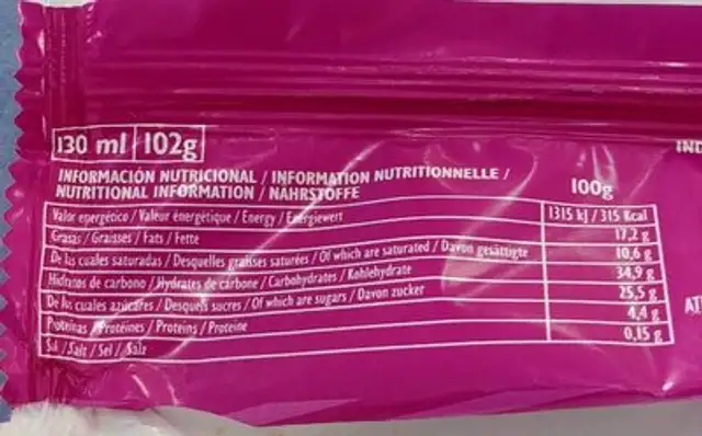 Stracciatela nutrition facts table