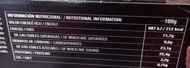 Tarta helada Crujiente nutrition facts table