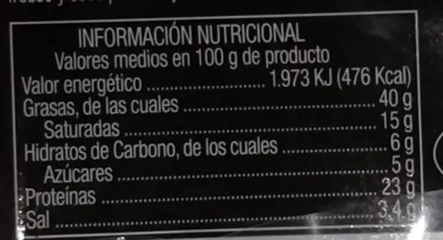 Saucisse sèche pur porc nutrition facts table