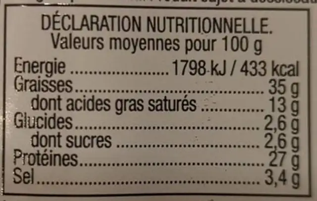 Fuet Extra Espetec saucisse sèche pur porc supérieur nutrition facts table