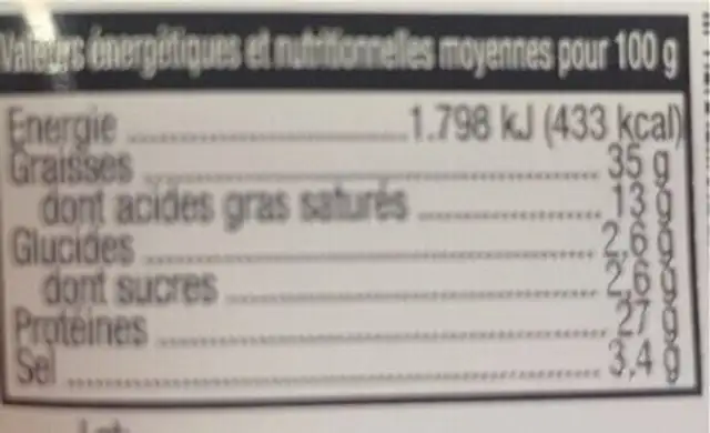 Fuet extra saucisse sèche pur porc supérieur nutrition facts table