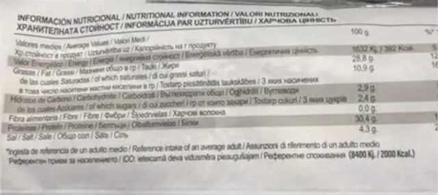 Salchichón pages extra nutrition facts table