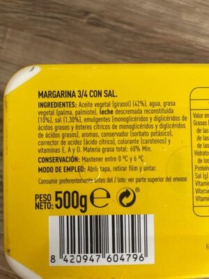 margarina ingredients label