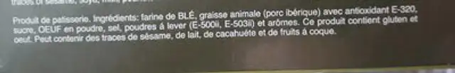 Rollitos ingredients label
