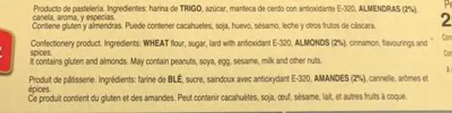 Polvoronzs clasicos ingredients label