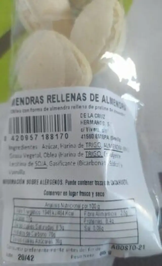 Almendras rellenas de almendra nutrition facts table
