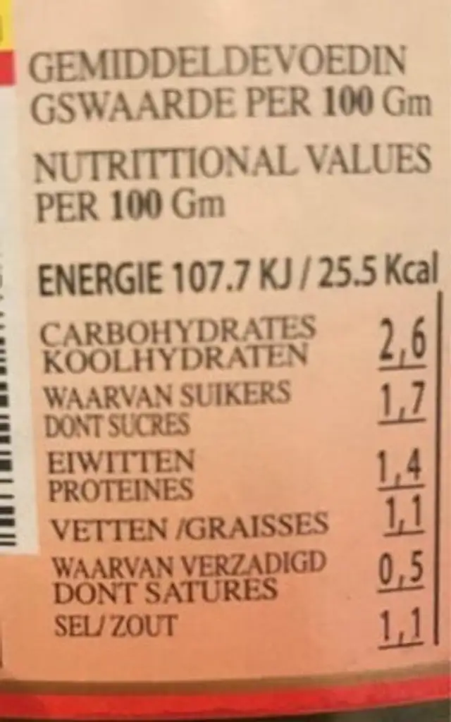 Banderilia picante en vinagre nutrition facts table