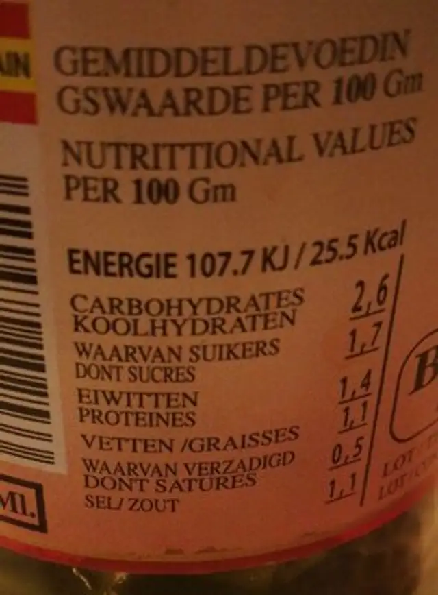 Banderilla nutrition facts table