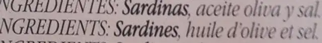 Sardinas ingredients label