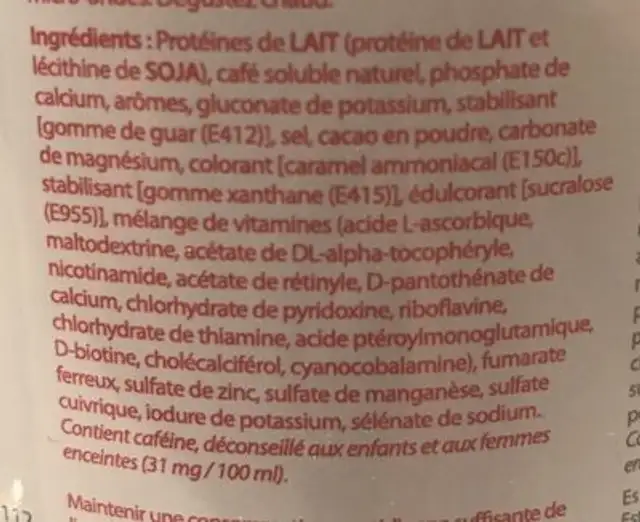 Proteifines ingredients label
