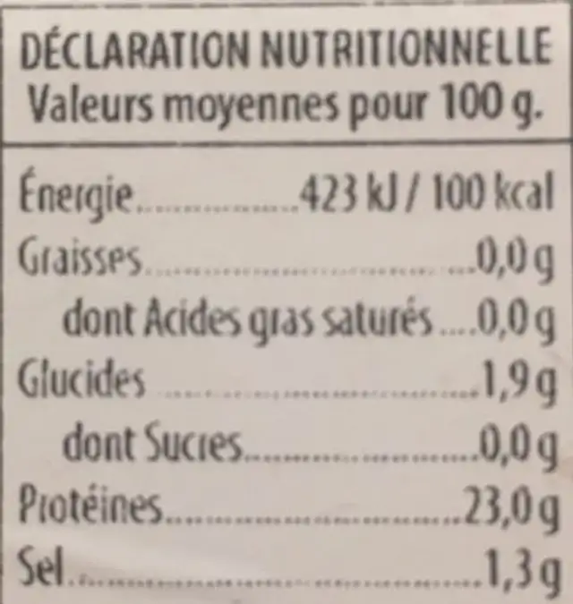 Tonno (thunnus albacares) ingredients label