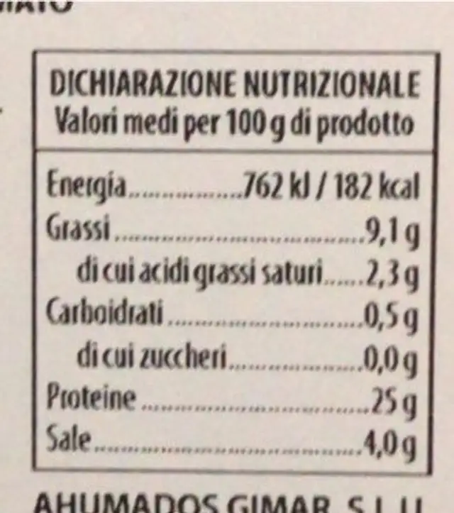 Salmone nutrition facts table
