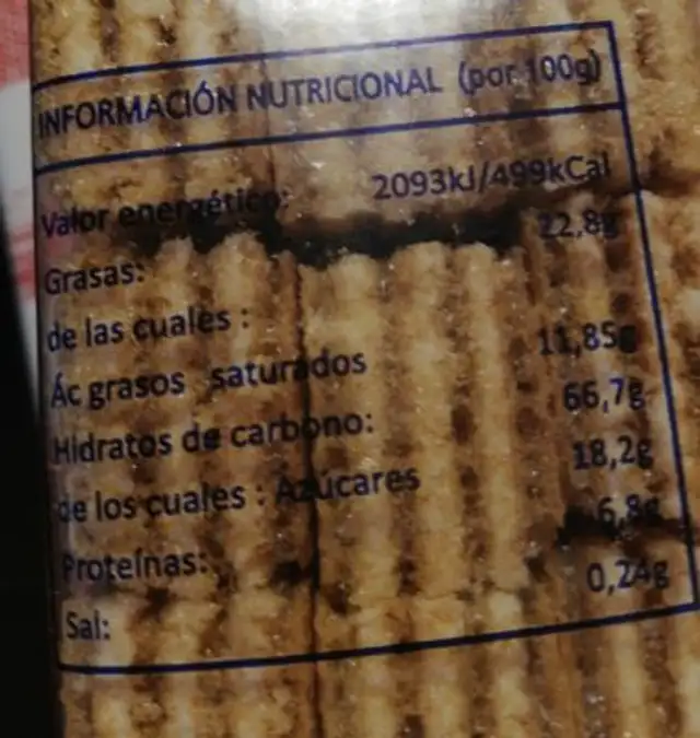 Fresqueta coco nutrition facts table