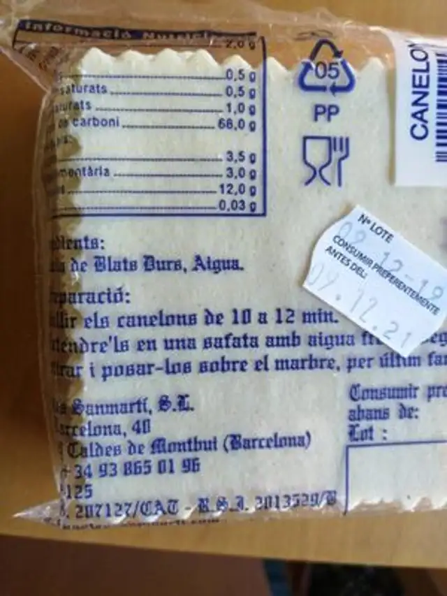 Unknown ingredients label