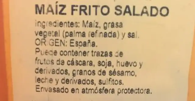 Blat de moro ingredients label