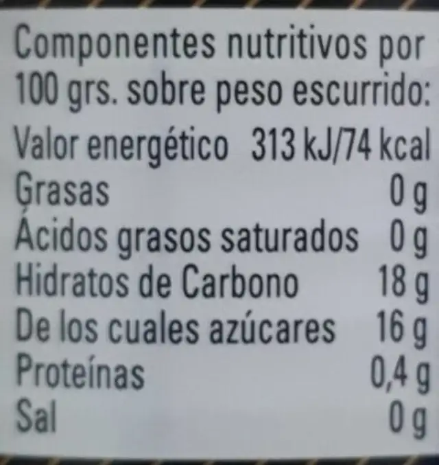 Murkody mitades de melocoton en almibar nutrition facts table