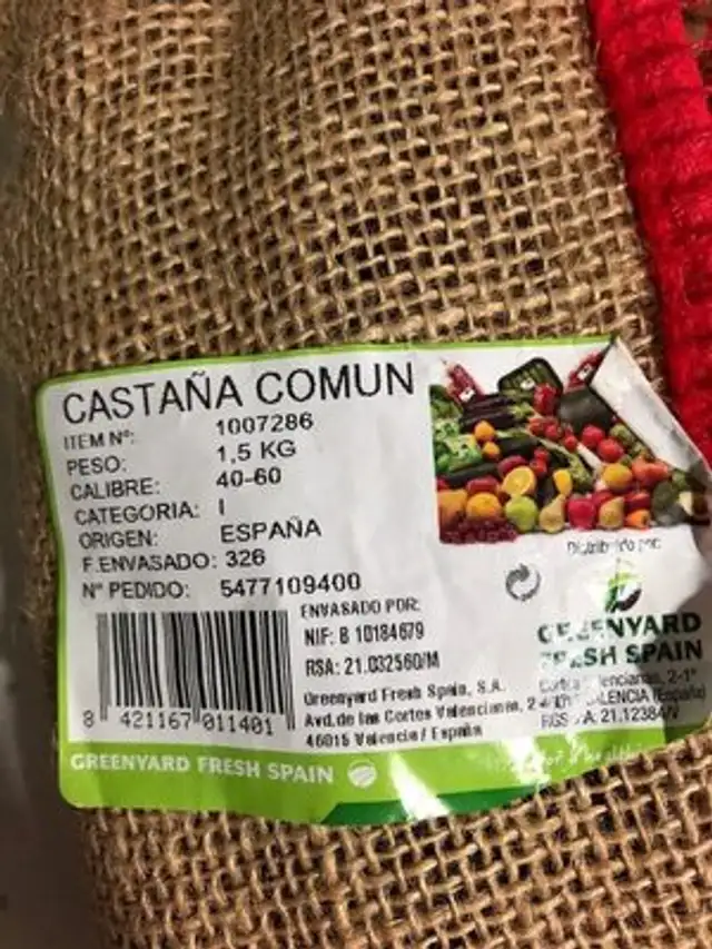 Castaña  de España nutrition facts table