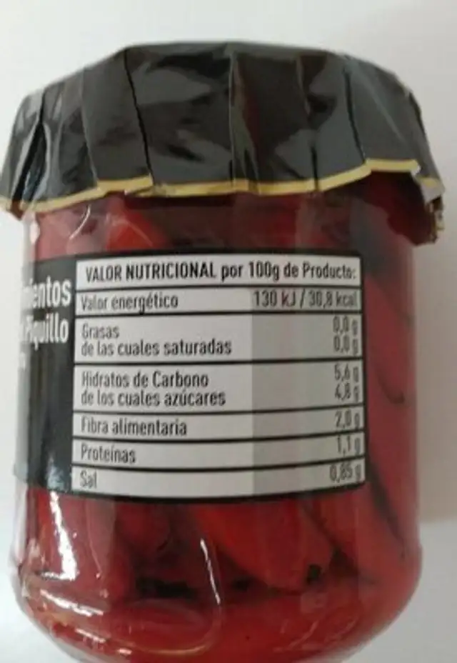 Pimientos del piquillo extra nutrition facts table