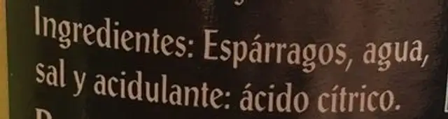 Aspeges blanches ingredients label