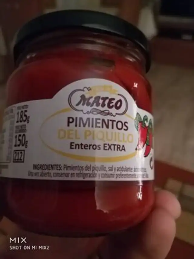 Pimientos del piquillo ingredients label