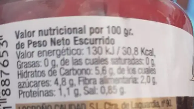 Logroño calidad s.l. pimientos del piquillo nutrition facts table