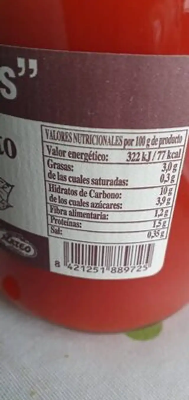 Tomate frito nutrition facts table