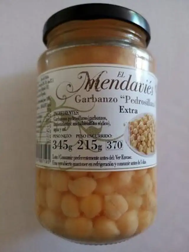 Garbanzo "Pedrosillano" ingredients label