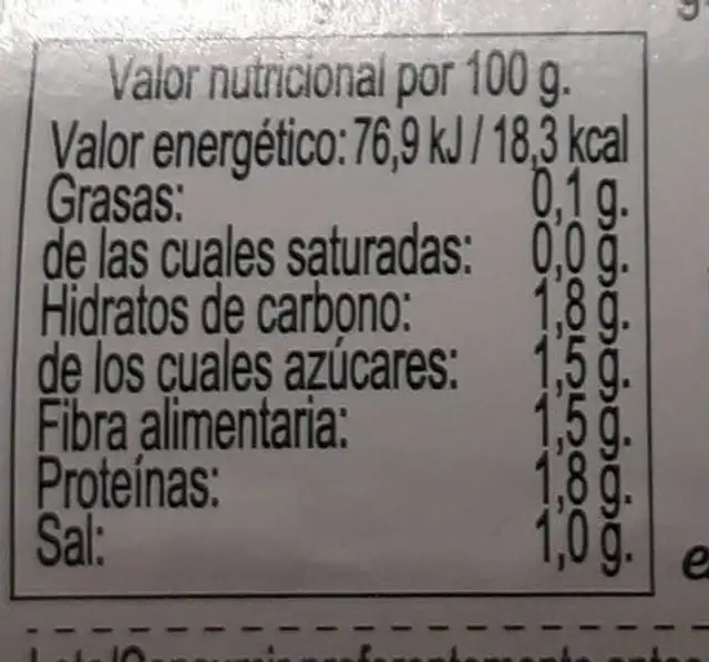 Carcar. Yemas de espárragos de Navarra. 13/16 frutos nutrition facts table