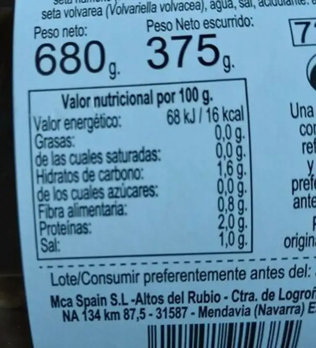 surtido de seras nutrition facts table